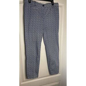 Brooks Brothers Pants Womens Sz 6 Natalie Fit Stretch Blue White Scalloped